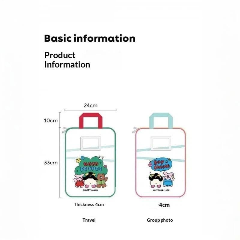 Colorful Cute Large Capacity File Bag, Transparent Document Handbag For Student Exams, A4 Zipper Paper Storage Bag