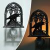 Gothic Crow Sconce Church Arch Light-Up Wall Decoration Sconce with Lighted Candle for Living Room Kitchen Dining Room Halloween Decor