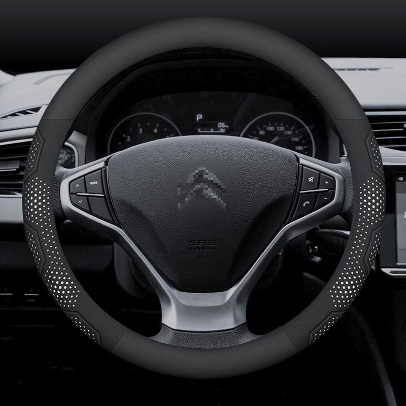 For Citroen C1 C2 C3 C4 C5 C6 VTS Xsara C-Crosser Berlingo Jumpy Carbon Fiber Suede Car Steering Wheel Cover Auto Accessories