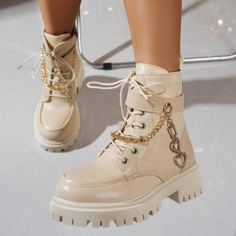2026 New Women Ankle Boots Gothic Rivet Chain Designer Short Boots Fashion Metal Punk Women Shoes Comfortable Ladies Shoes