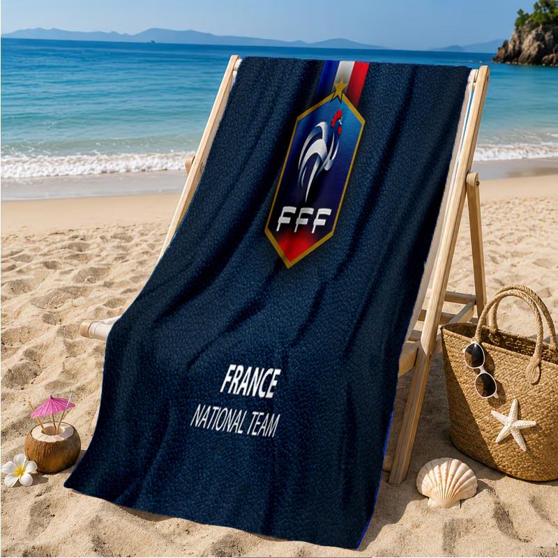 France Football Emblem Beach Towel Microfiber Beach Towel, Lightweight and Quick-Dry, for Summer Travel, Swimming Pool Fan Birthday Gift