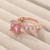 Luxury Rose Gold Color Inlaid White Pink CZ Women's Ring Geometry Fashion Daily Wear Party Jewelry