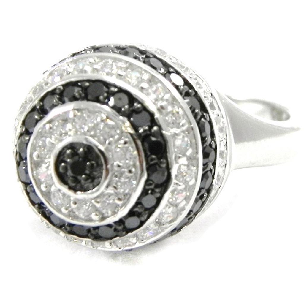 Silver Ring 'Romy' Black White