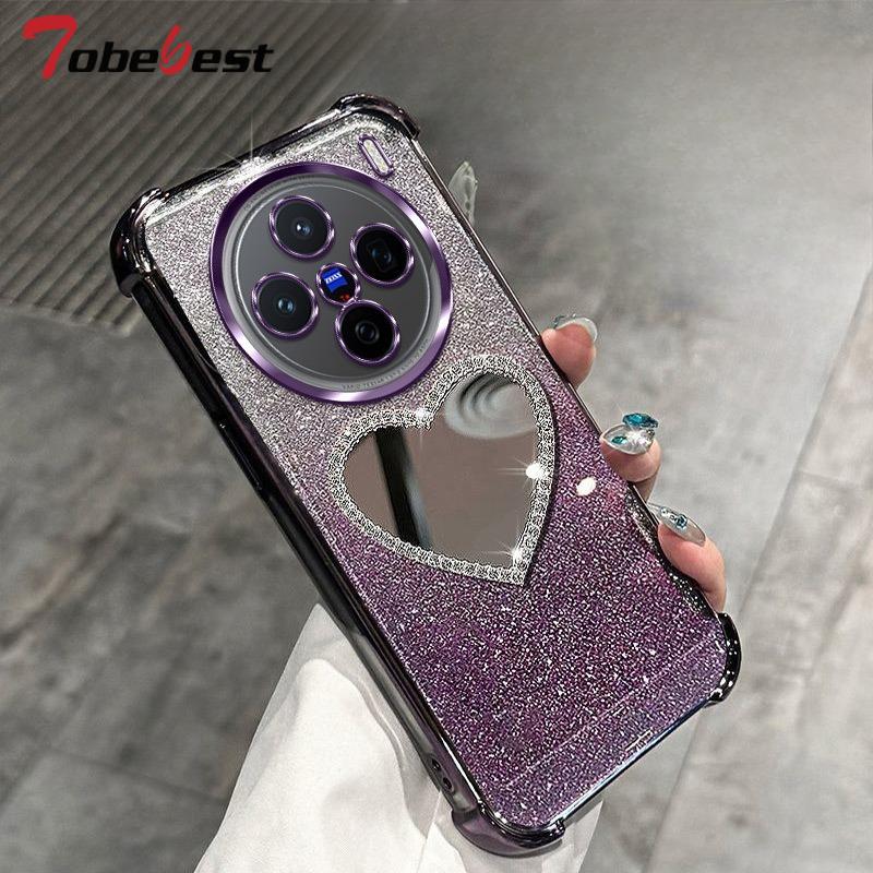 Glitter Shockproof Plating Love Mirror Bracelet Case for Vivo X300 Pro Silicone Cover