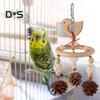 Colorful Hanging Parrot Bird Toy Training Biting Chewing Accessory Handmade Natural Wood Bird Swing Hanging Wind Chime for Parrot