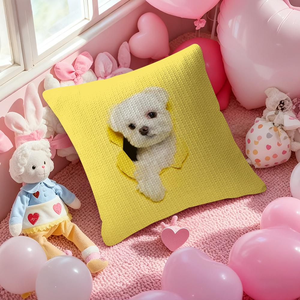 CuteNaughty Cute Cats Dogs Pillow Case Antidustmite Pillowcase Invisible Zipper Silky Short Plush Sofa Cushion Cover