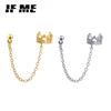 Korean Gold Silver Crown Ear Clip Personalized Chain Drop Earrings Women Jewelry Accessories