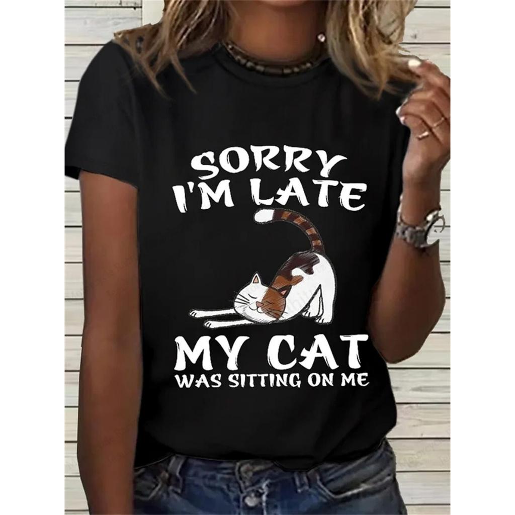 Summer Women's Top Lovely Cat 3d Print Tshirt Women Fashion T-shirt Crew Neck Short Sleeve T Shirt Animal Tops Tees Y2k Clothing