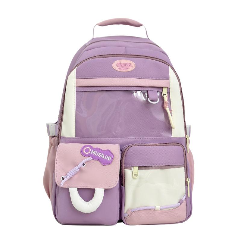 Junior high school student schoolbag college wind large capacity female contrasting color design small fresh backpack cute girl backpack pain bag