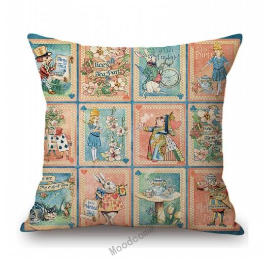 

Алиса в стране чудес, чаепитие, милый розовый мультфильм, эскиз, художественный домашний декор, скамейка, чехол для подушки, наволочка для дивана, сказка 450mm*450mm