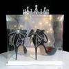 French Pointy Shallow Mouth Temperament Elegant Sequin Bow High Heels Women's Fine Heel Pearl Line with A Single Shoe