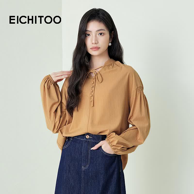 Aijutu Women's French Tie-Waist Chiffon Blouse