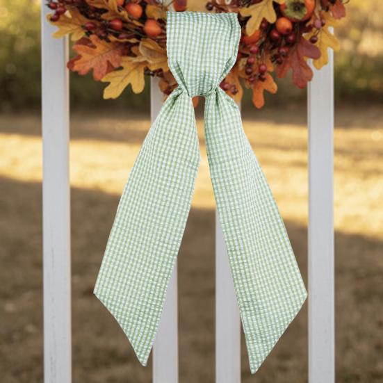 2Pcs Fall Thanksgiving Plaid Print Wreath Belt Farmhouse Ribbon DIY Craft Monogram Outdoor Indoor Autumn Decor