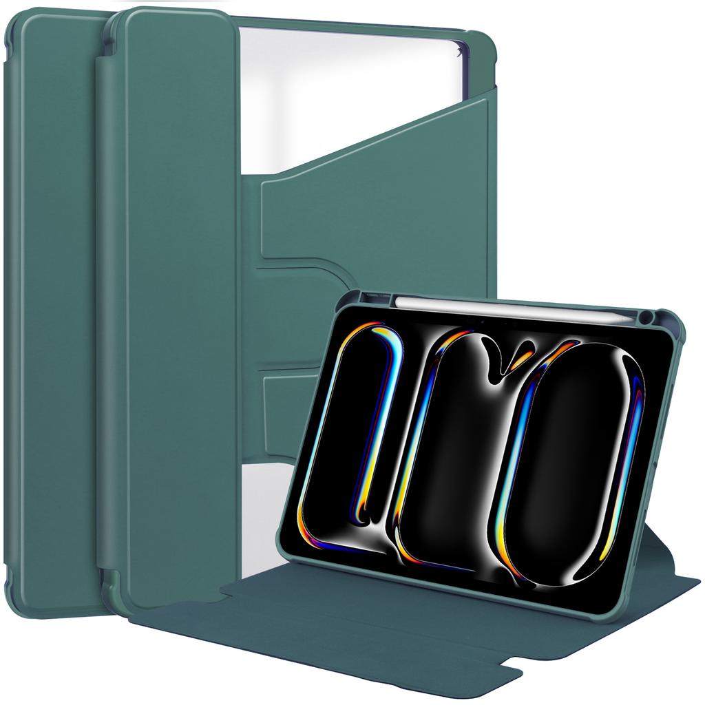 For iPad Pro 11 (2025)/11 (2024) Case Rotary Stand Leather+Acrylic Tablet Cover (without Keyboard)