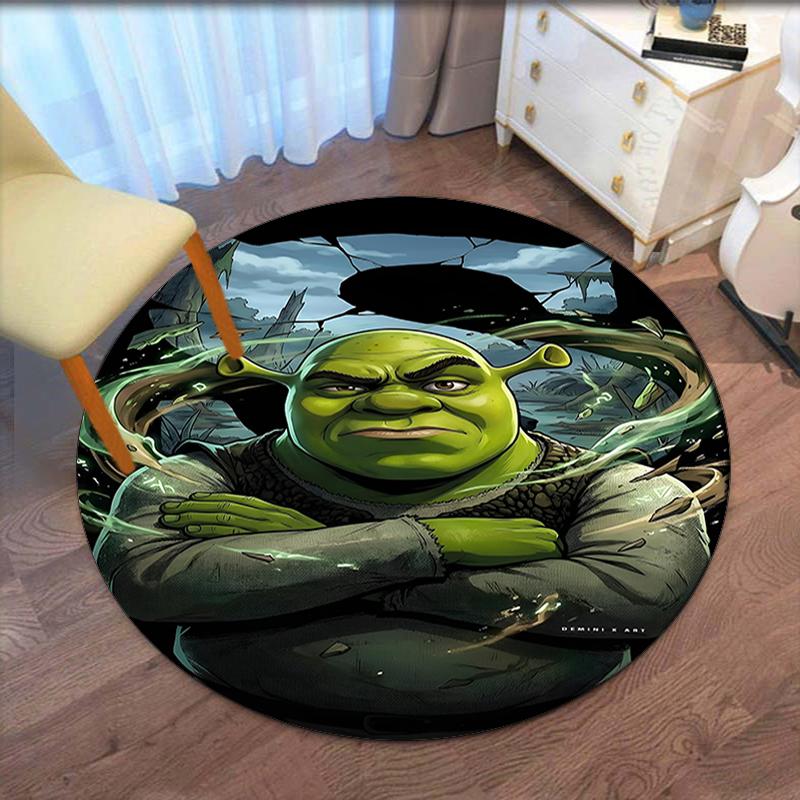 Shrek Baskılı Yuvarlak Halı Kilim Sandalye Halısı Alan Halısı Giriş Kapı Paspasları, Ofis Sandalyesi Oturma Odası Yatak Odası Mutfak Odası İçin.