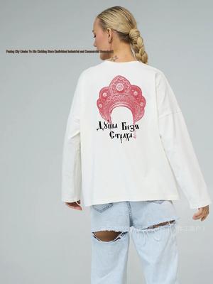 Personalized 100% Cotton Ancient Style Oversized Niche Print Top