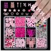 1 Box Colorful Mixed Nail Charms 3D Bowknot Flower Star Pearls Rhinestone Nail Art Decorations DIY Manicure for Nail Salon