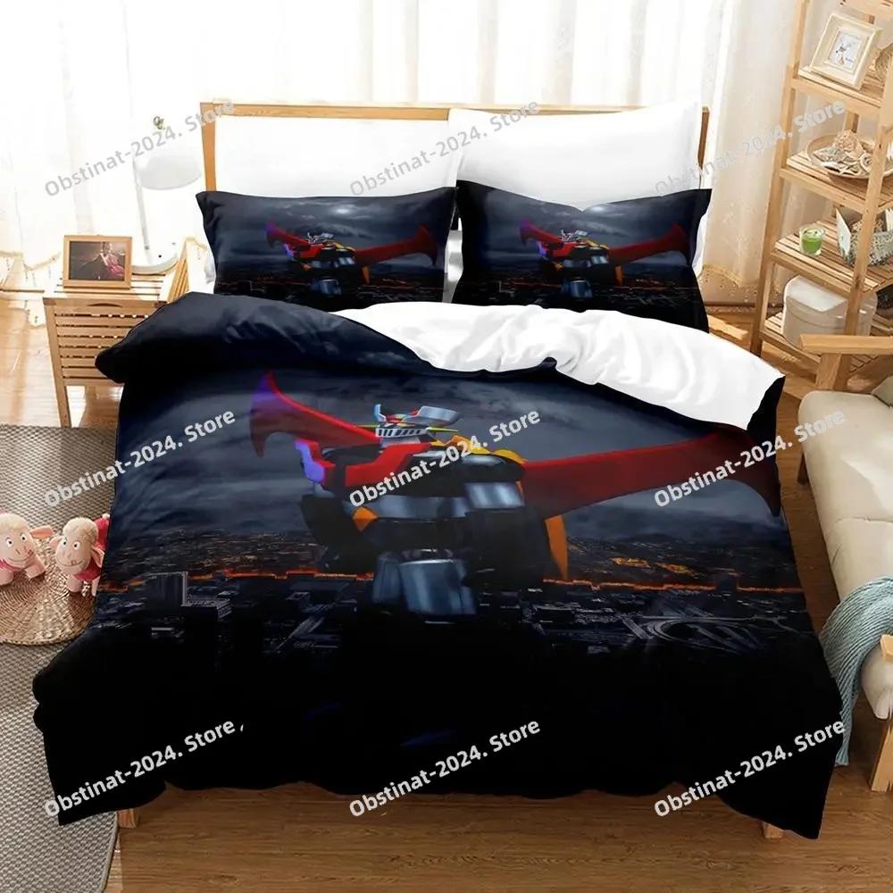 Mazinger Z Bedding Set Printed With Pillowcase Bed Duvet Cover Soft Single Double Queen Super King Size Aldult Kid Bedroom