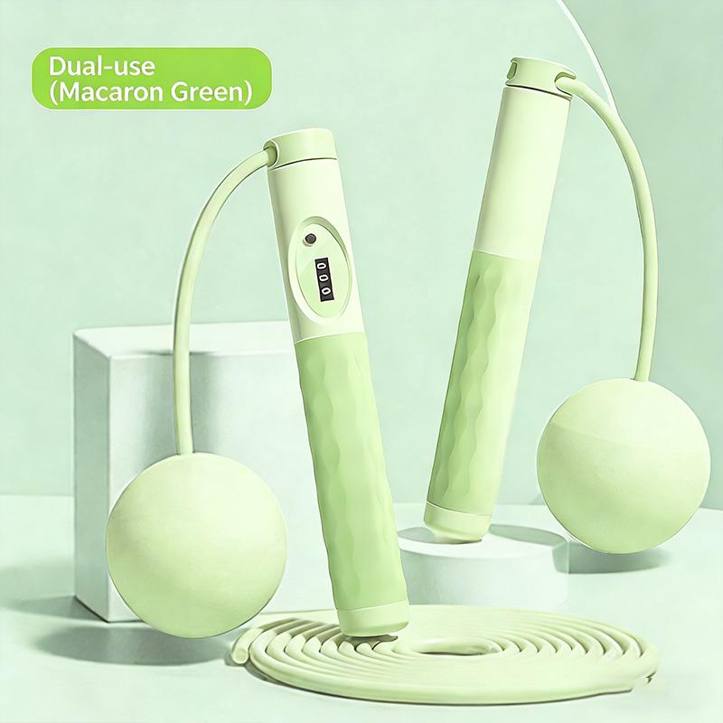 

Регульована обтяжена скакалка зі сталевим тросом та ручками-кульками, цифровий лічильник для кардіотренувань зелений