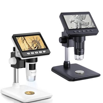 Digital Microscope, Coin Microscope with Light Adjustable Brightness 4.3" HD LCD Screen, 1000X Zoom PC View, Compatible with MacOS & Windows