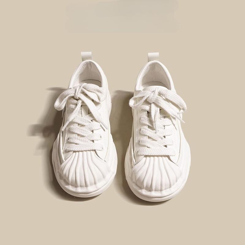 Shell Head Thick Baseplate Shoes Women's Spring and Summer New Leather Little White Shoes Women's Shoes Casual Sports Shoes Dissolve Shoes