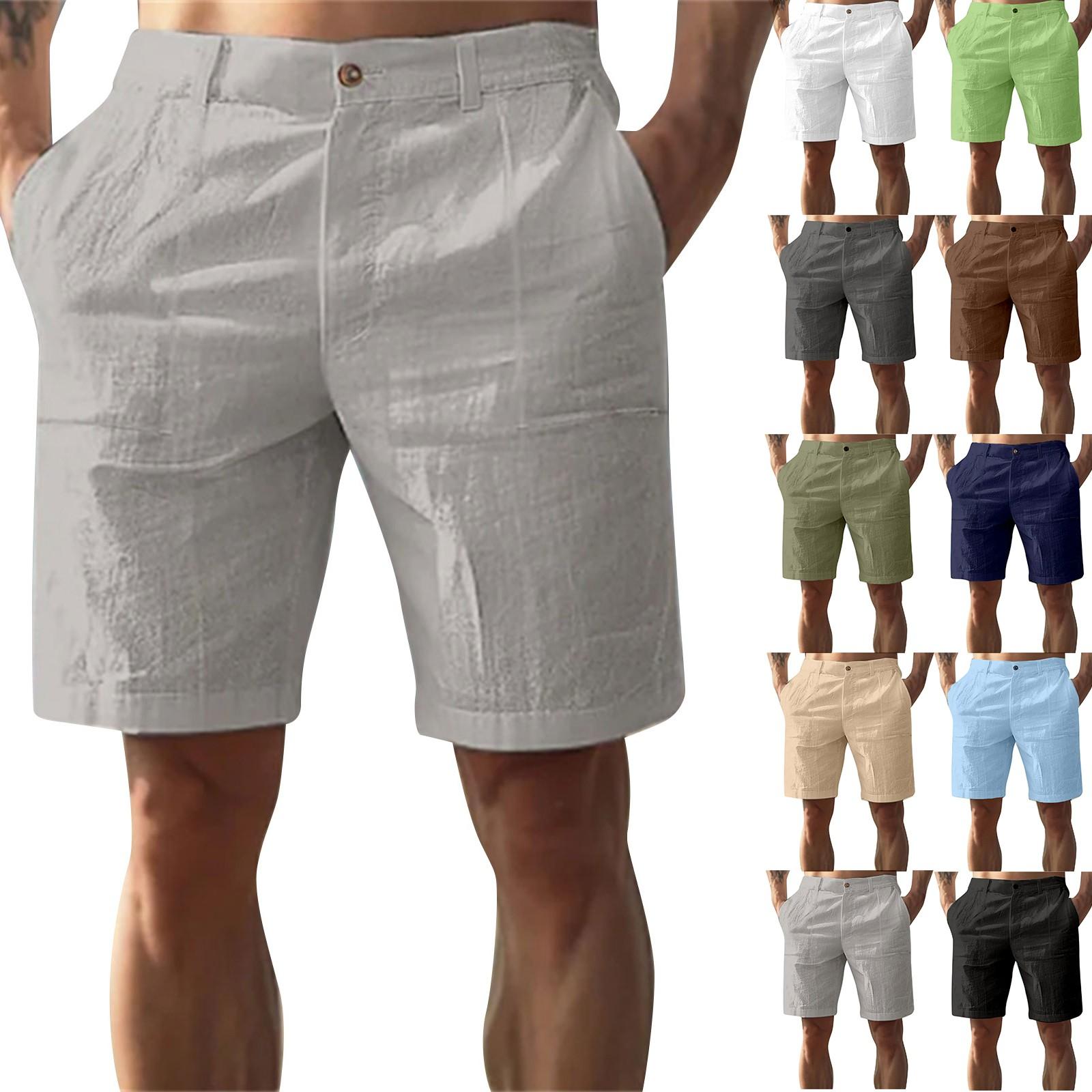 

Men s New Linen Beach Breathable Straight-leg Casual Shorts XL