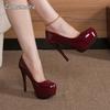 Burgundy Women's High Heels Elegant Fashion Ladies High Heel Pumps Slip-on Platform Shoes Female Sexy Sandals Zapatos De Mujer