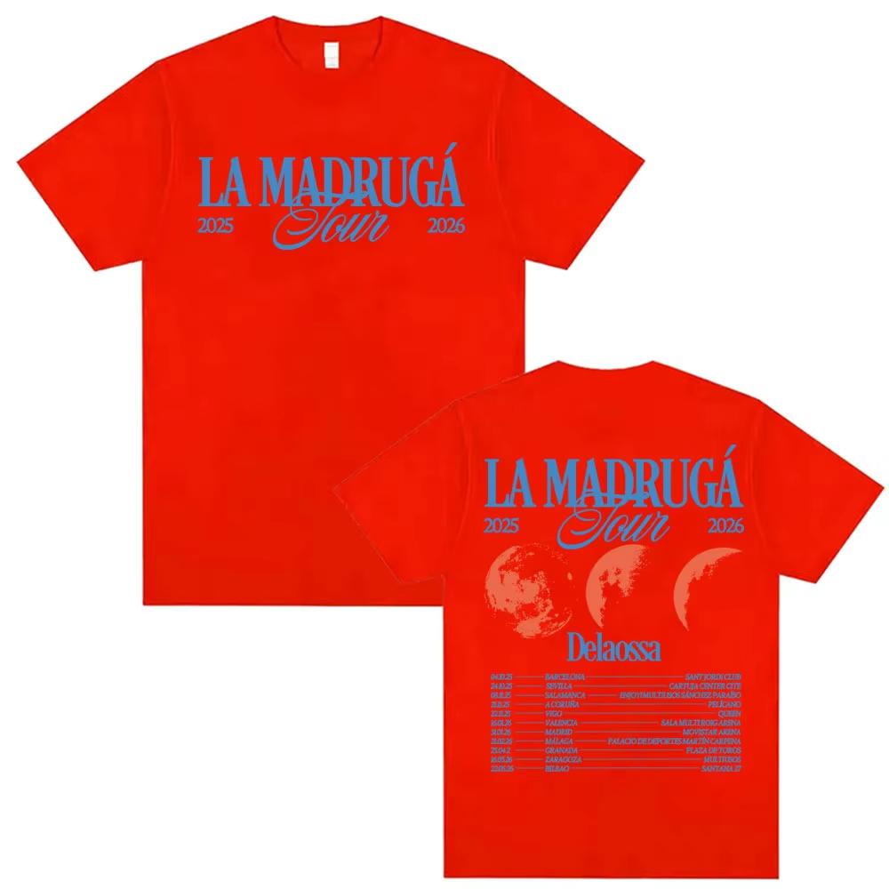Rapper Delaossa La Madruga Tour 2026 T Shirt Men Clothing Harajuku Hip Hop Street Tshirts Casual pure Cotton Short Sleeve Top