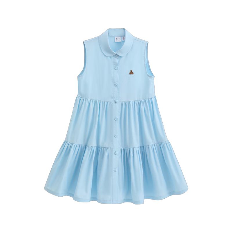 Gap Girls' Cotton Bear Doll Collar Sleeveless Tiered Dress