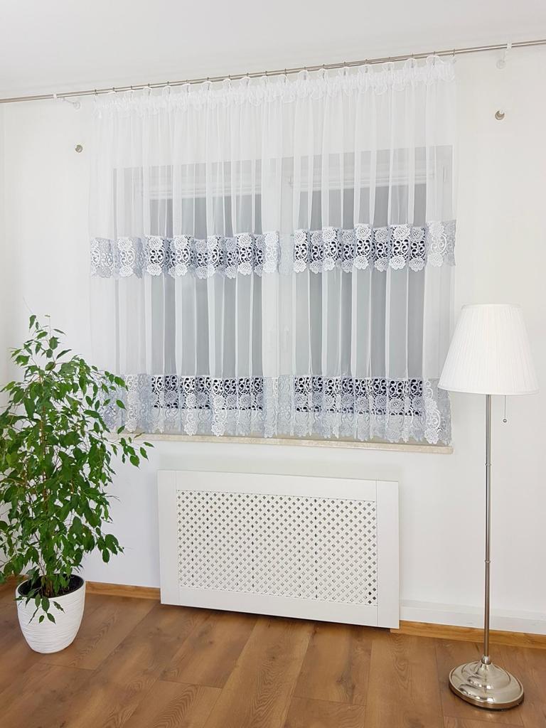 Ready-made Curtain 400x180 Cm with Voile and Wide Guipure Lace