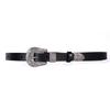 Women's Retro Carved Black Genuine Leather Belt with Pin Buckle