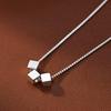 S999 Sterling Silver Brushed Square Pendant Necklace - Elegant, Minimalist Clavicle Chain for Women