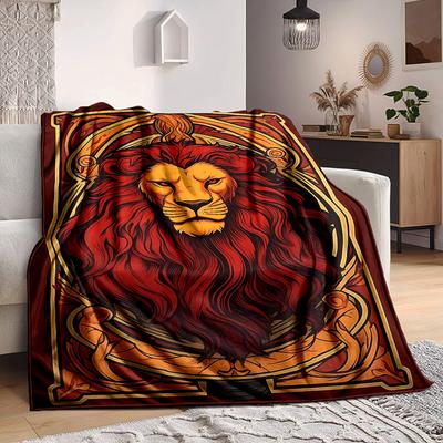 1PC Lion Art Blanket Soft Warm All Season Throw for Sofa, Bed, Car, Office Vibrant Colorful Design, Durable & Cozy Gift