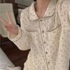 Women's Pajamas Autumn Spring Long Sleeve Soft Sleepwear Set Striped Cartoon Pyjama Woman Home Nightwear Set Cardigan