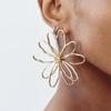 New exaggerated and fashionable hollow versatile alloy flower stud earrings, creative and simple daily commuting models