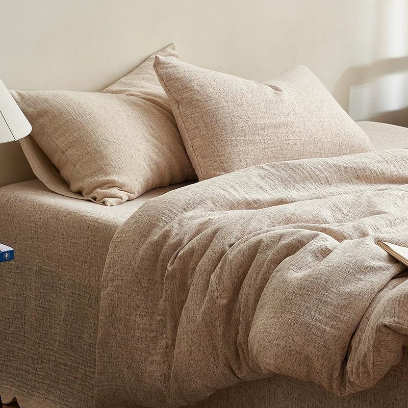 

Комплект из четырех предметов из хлопковой пряжи двойного слоя Wabi-Sandy Wind, класс A для матери и ребенка, 100% чистый хлопок, жатая пряжа, трехслойная пряжа, супермягкая текстура 1.8m bed 4pc quilt 2*2.3mbed sheet