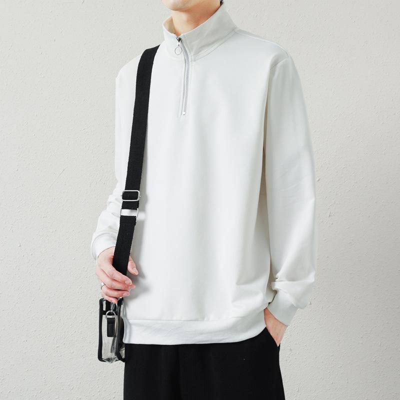 Men's Sweatshirt Autumn New Loose Long-sleeved POLO Korean Style Trendy Sports and Leisure Stand-up Collar Pullover Bottoming Shirt