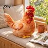 Farmhouse Decor Stuffed Animal Cute Chicken?Shaped Plush Pillow, Realistic Hen Doll, Soft Feather Print Huggable Cushion, Decorative Cushion