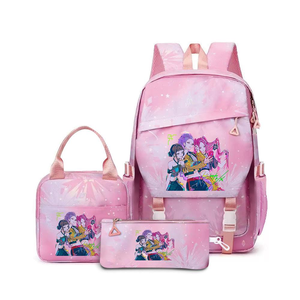 School Season Printed Student Schoolbag Backpack Shoulder Pencil Bag Three-Piece Set