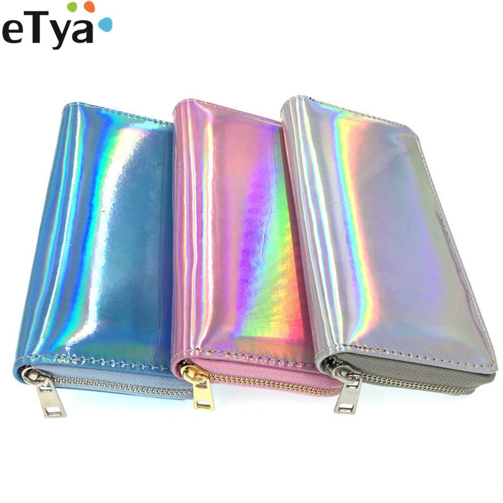 eTya Модный женский лазерный длинный кошелек из искусственной кожи — фото 7