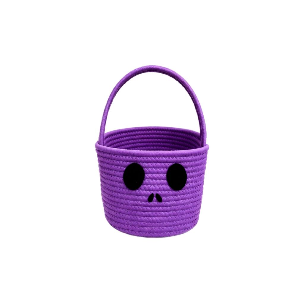 Kids Halloween Cotton Rope Storage Basket Pumpkin Handwoven for Snacks Candy and Decor