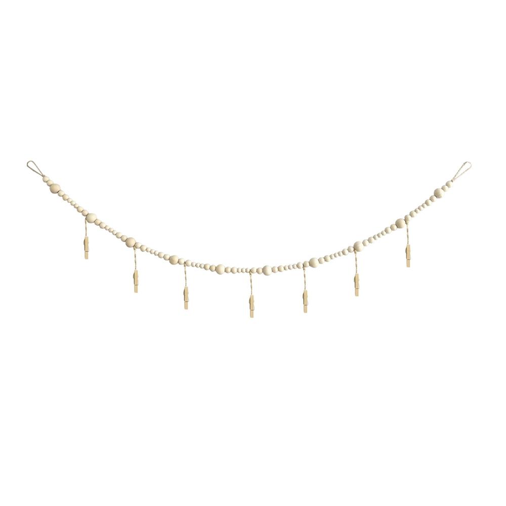 Espositore Per Foto Da Parete LOQJSS, 1,8 M Con 24 Clip E Perline In Legno: Ghirlanda Decorativa Per Appendere Foto, Cartoline, Appunti, Idee Regalo Per La Casa. - 2