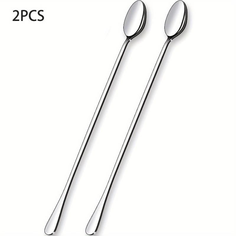 Eistee-Löffel aus Edelstahl 2 Stück/Set, Rührlöffel mit langem Griff, langlebiger Cocktail-Rührlöffel, geeignet für Zuhause und Cafés
