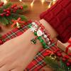 Christmas  Ol Paper Card Bracelet Set, Santa Snowman Reindeer Beaded Charm Bracelets, Holiday Jewelry Gift for Women & Gi