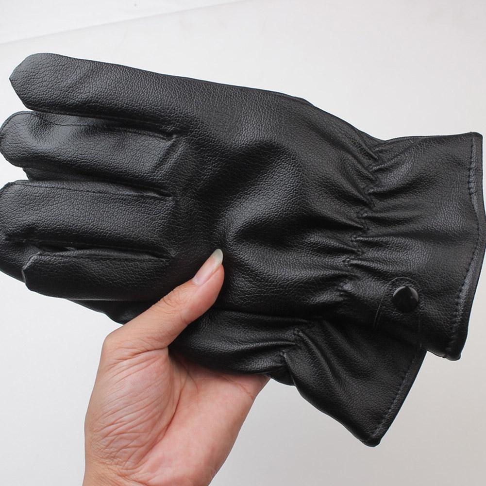 NEW PU Leather Imitation Sheepskin Warm Gloves Men's Skiing Winter Touch Gloves Outdoor Riding D4B4