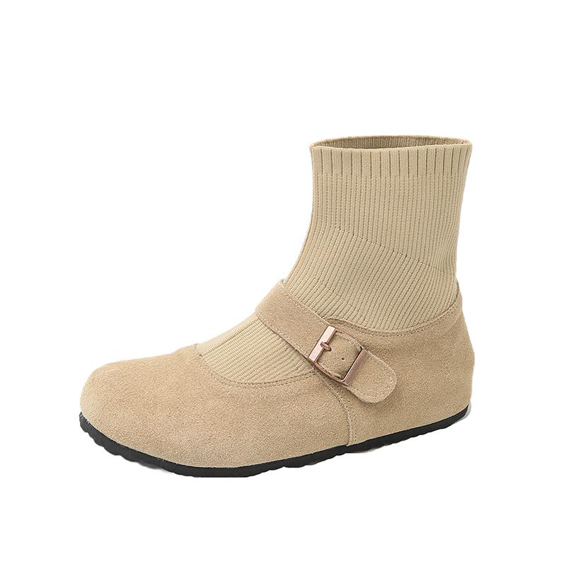 Fashion Flats Women Ankle Sock Boots Trend Sport Shoes Fashion Chelsea Boots 2025 Winter Casual Walking Suede Shoes Comfort Mujer Botas