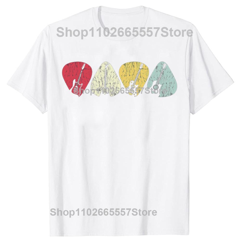 Funny EGuitar Pick For Guitarist Retro Graphic Tshirts Unisex Womens Fashion Casual Tshirt 100 Cotton Loose Oversized T Shirt
