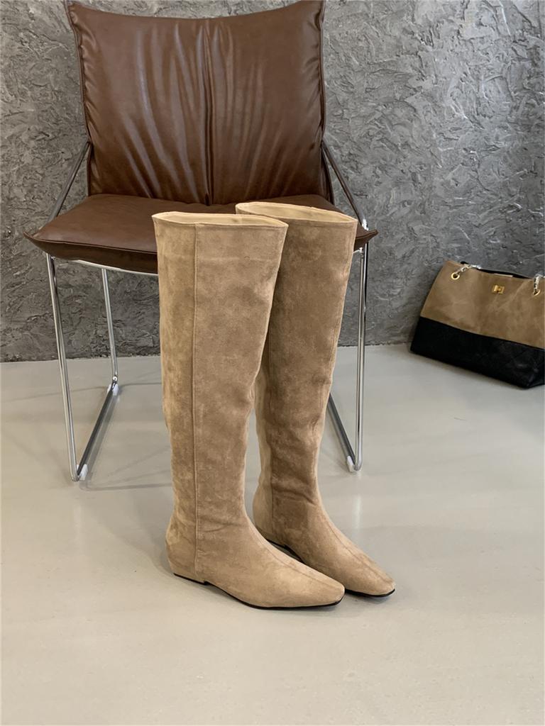 Suede Pile Boots Medium Knight Boots Women's Shoes 2025 Autumn and Winter Skinny Long Boots