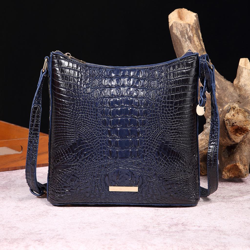 European, American, Middle Eastern Handheld Crossbody Retro Women's Bag Multi Color Crocodile Pattern Brahmin