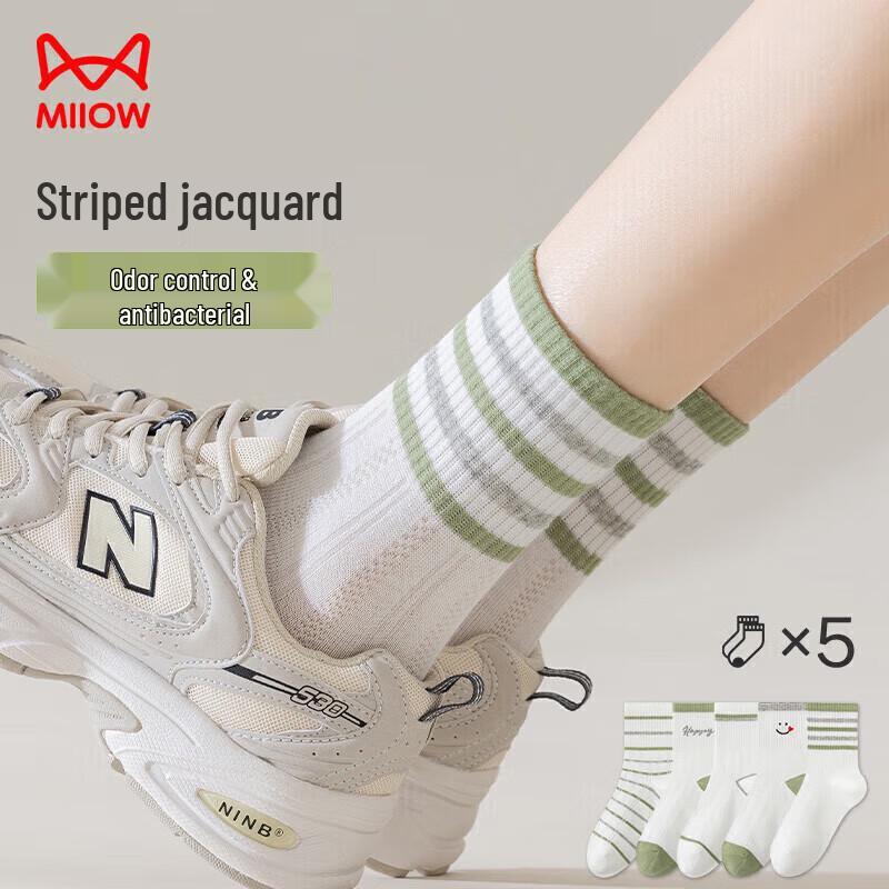 Maoren Women s 5-Pair Jacquard Mid-Calf Socks One Size